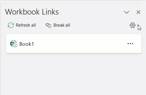 Animation showing the Workbook Links pane and the process of breaking links.