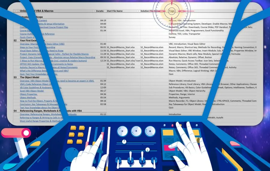 Search tool for this Excel VBA Macros Mastery Course