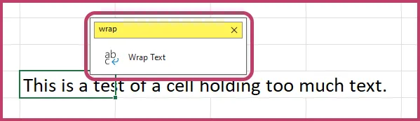 Searching for the wrap text feature in Excel