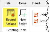 The Record Actions button on the Automate tab in Excel