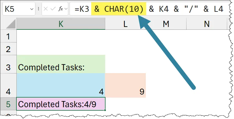 Excel Formula Using a Line Feed