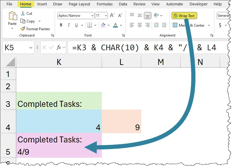 Excel Wrap Text Option