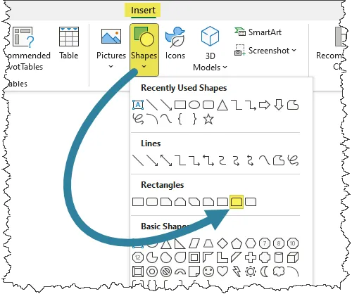 Excel Shape Object Insert