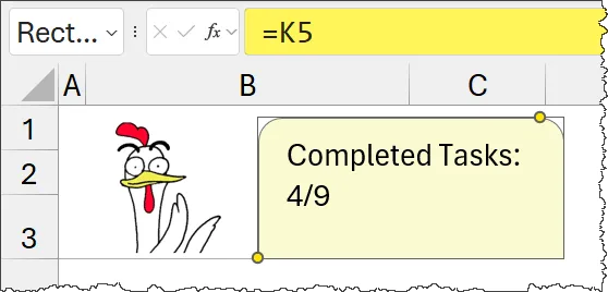 Excel Shape using a Formula to Reference a Cell