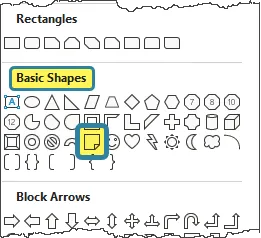 Excel Shape Basic List Selecting Note Shape