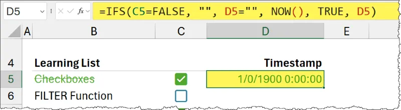 Excel Timestamp Failure Due to Circular References