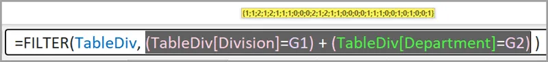 Screenshot of a formula in the Excel formula bar with value preview tooltip active.