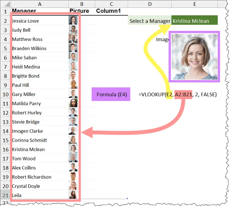 Using VLOOKUP to return a single image from a table