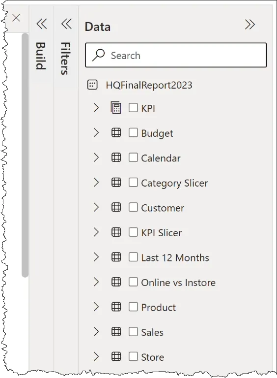 List of tables from Power BI data model