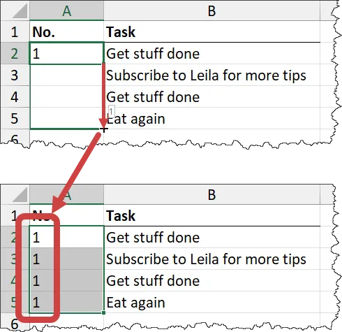 Excel Fill Series creates a list of copied numbers