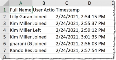 Microsoft Teams - Attendance List Results