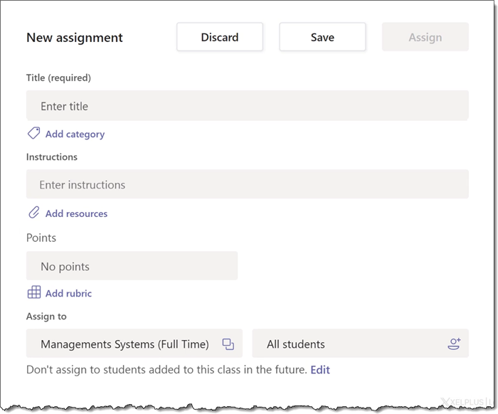 Microsoft Teams - New Assignment Details