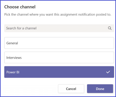 Microsoft Teams - Assignment Channel Selection