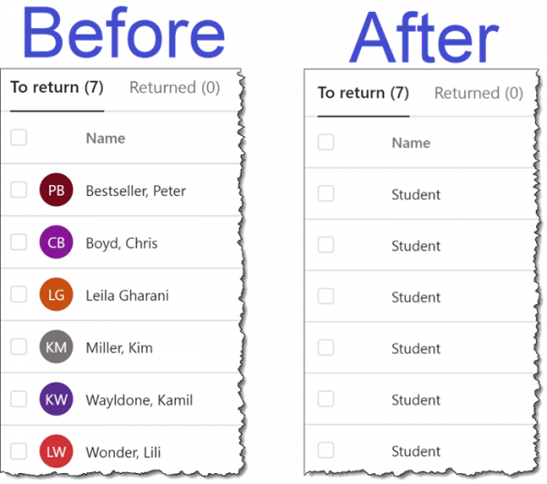 Microsoft Teams - Hide Student Names